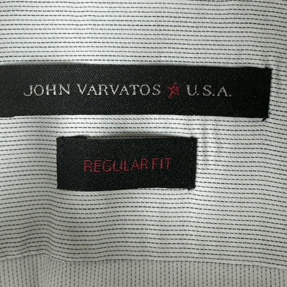 John Varvatos Regular Fit Button shirt Logo Cotton Stretch Mens size 15.5 34/35 - Picture 11 of 11